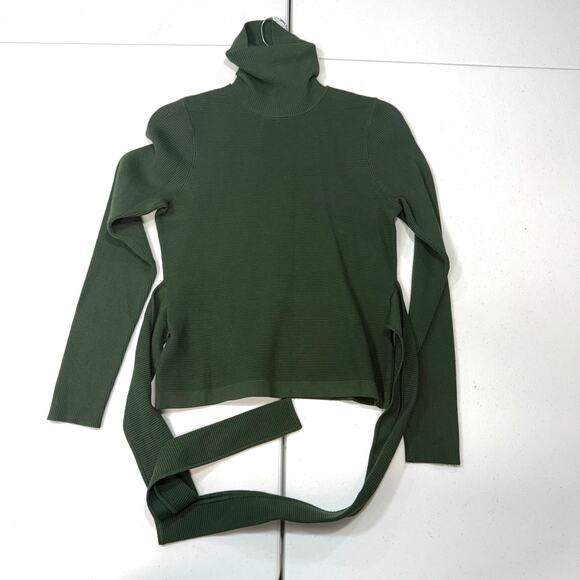 Toccin Tie Waist Long Sleeve green turturneck Sweater Medium - Picture 2 of 5
